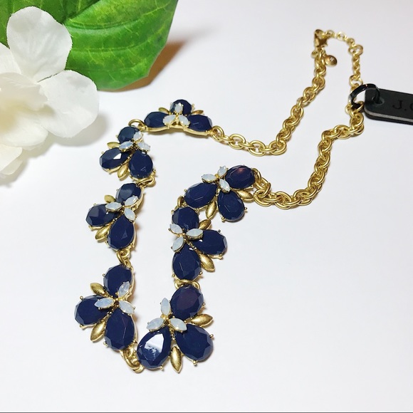 J.Crew Navy Flower Statement Necklace - Picture 4 of 6